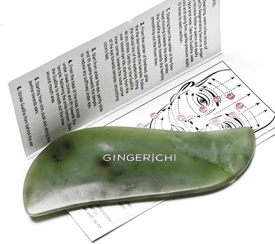 Ginger Chi Gingerchi Gua Sha Scraping Massage Tool, Guasha Jade, Gua Sha Massage Tool Set Ultra Smooth For Natural Face Lift And Facial Treatment