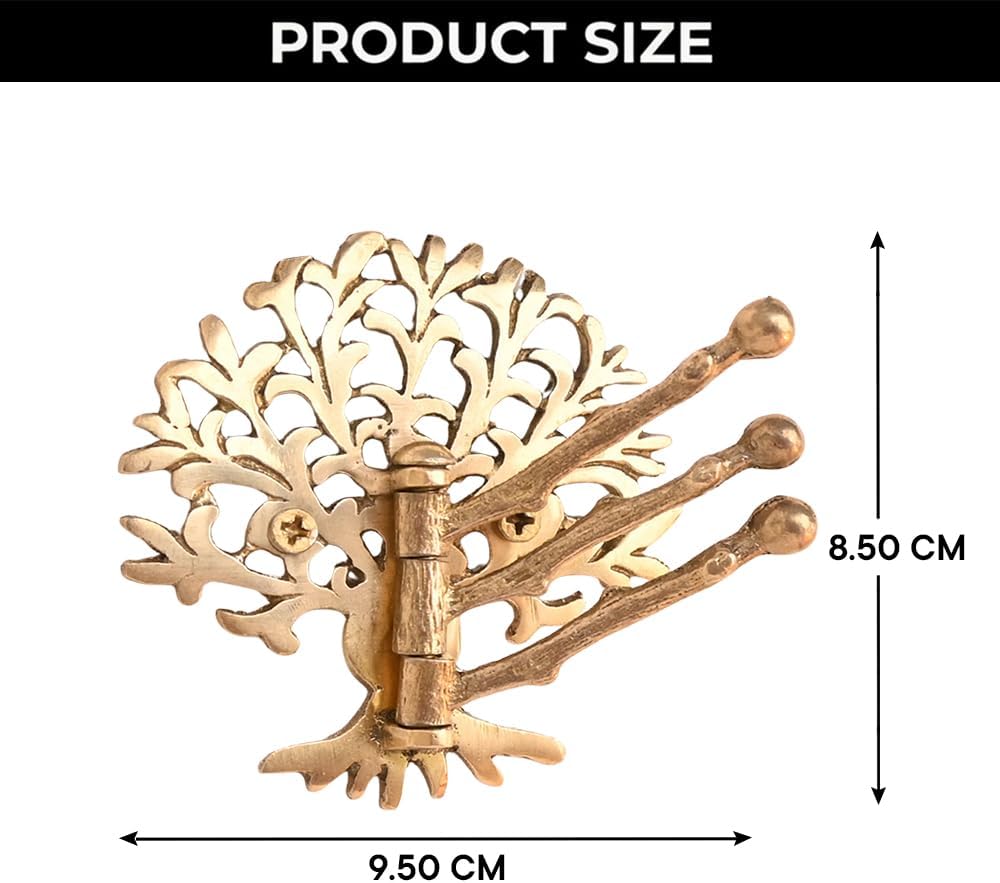 Indian Shelf 33Lb. Brass Tree Swivel Tri Arm Hook Foldable Decorative Wall Hooks 3 Prong Wall Hooks Vintage Towel Hooks Gold Coat Hooks Robe Hook Folding Coat Hooks Hangers