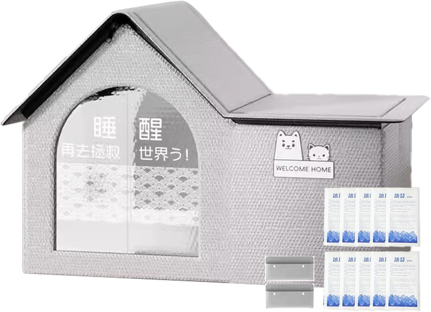 Pet Cooling House for Cats, Weather-Resistant, Cool and Warm, Outdoor Indoor Use, Easy Assembly (M)