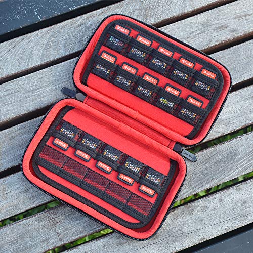 Jun Xuan Hard Game Card Holder Storage Case For Nintendo Switch Games, Switch Game Holders Or Ps Vita Or Sd Memory Card Case (Black/Red) #TOP5