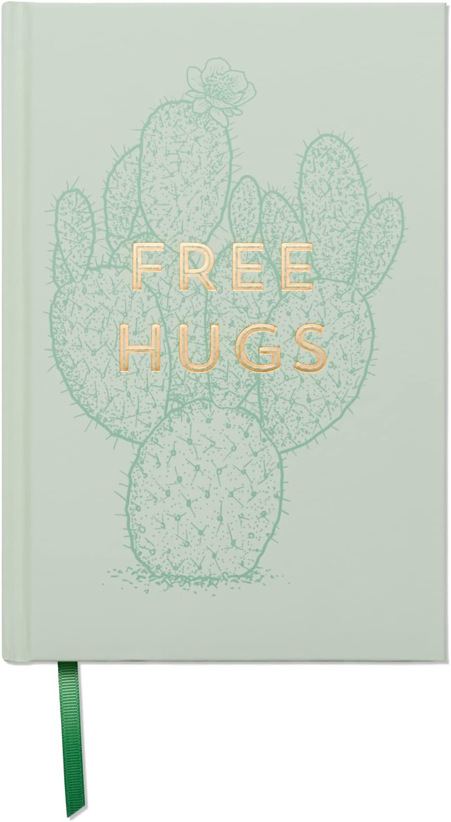 DesignWorks Ink 5.75" x 8.5" Bound Vintage Sass Notebook Journal with 240 Lined Pages and Ribbon Marker, Mint Green Free Hugs Cactus