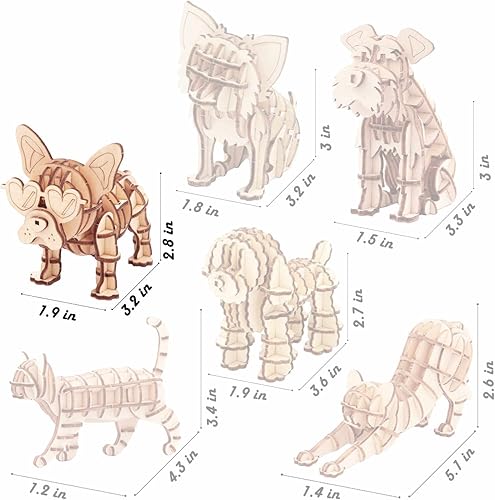 Miniatura 5 de Vyperion Rompecabezas de madera 3D para mascotas, caja de animales de bulldog francés  Kit de modelo de manualidades de madera contrachapada para