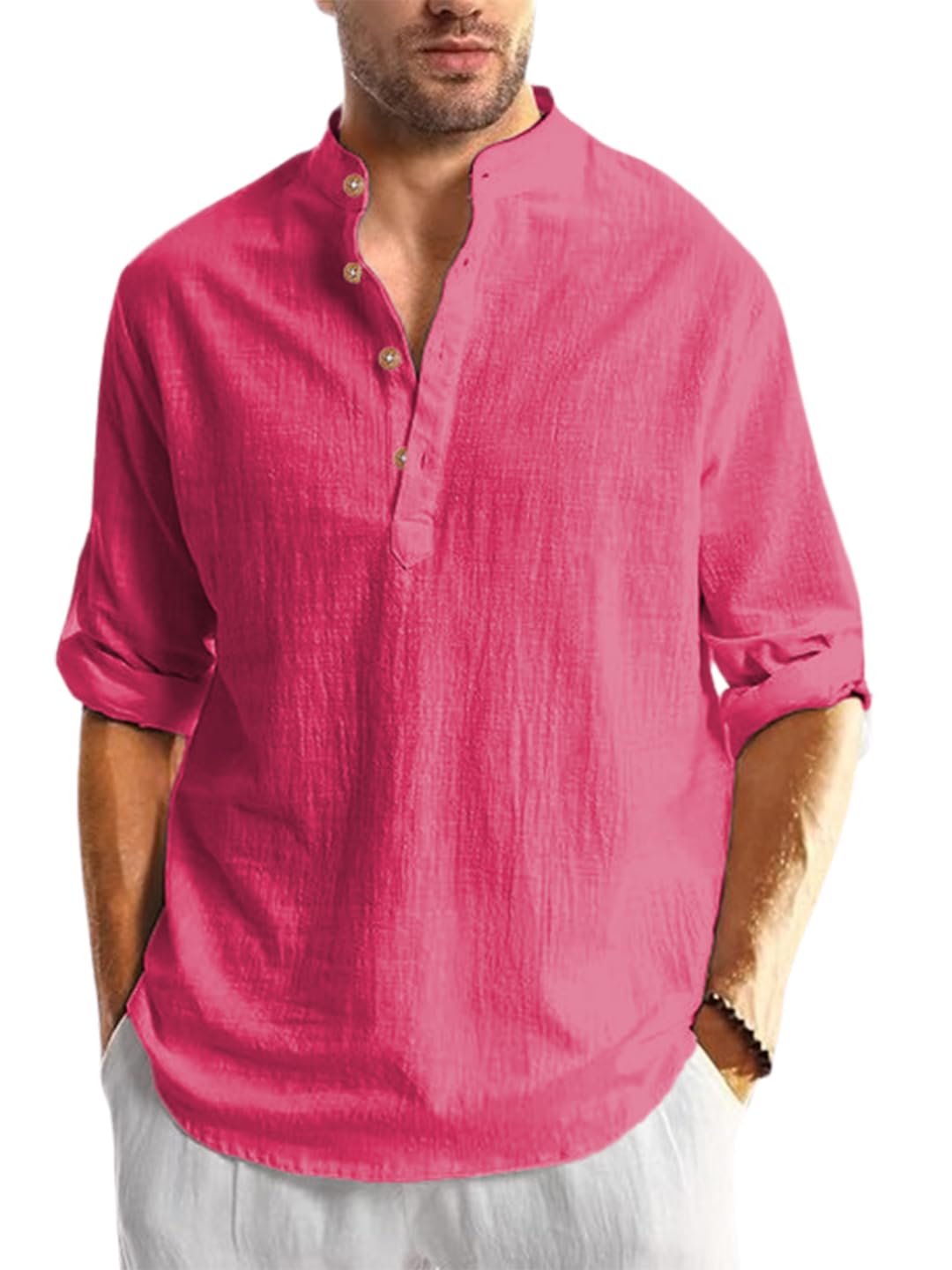 vida loca Cotton Blend Solid Casual Slim Fit Mandarin/Chinese Collor Short Kurta for Men (KRTBTN40)-picture-36