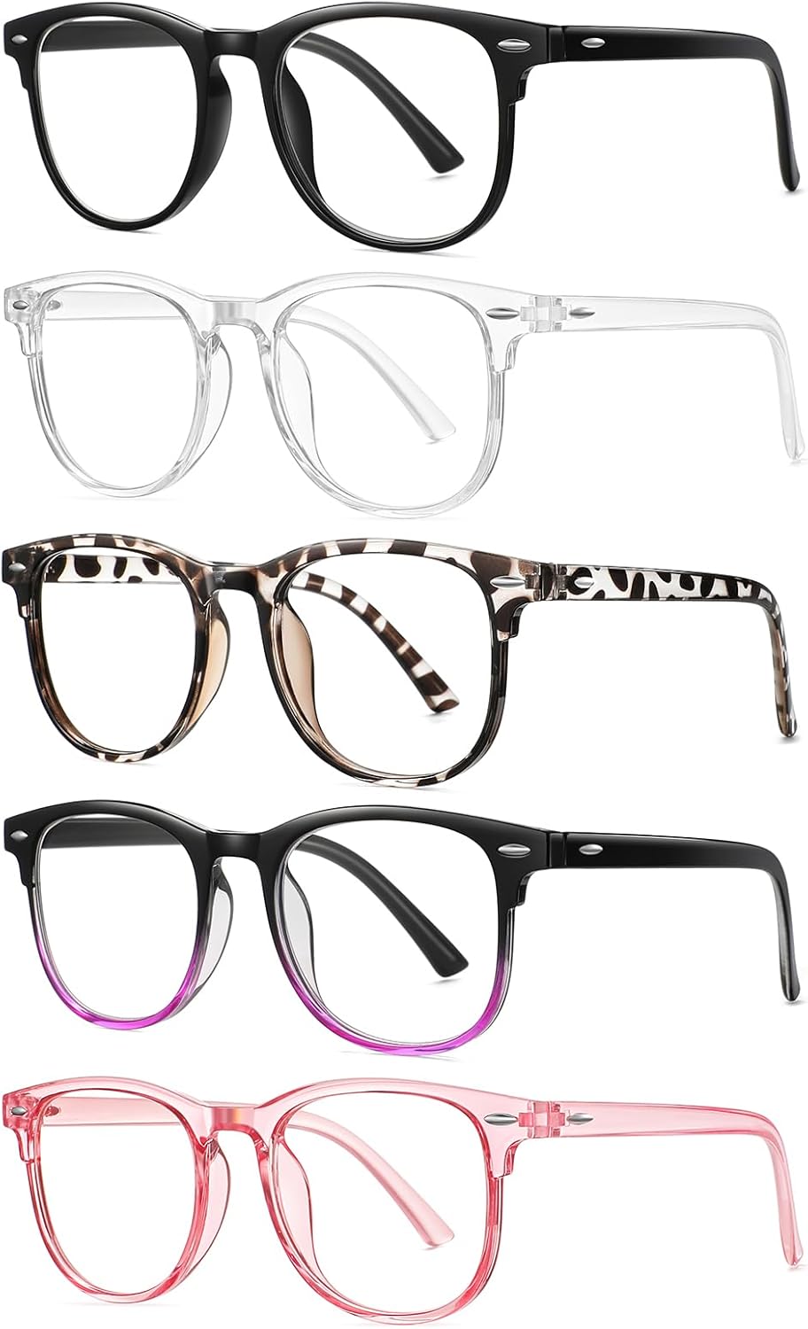 (Similar) Reading Glasses for Women Blue Light Blocking Glasses Filter UV Square Readers Glasses for Men and Women Black+transparent+leopard Print+black Red+pink 3.0 x