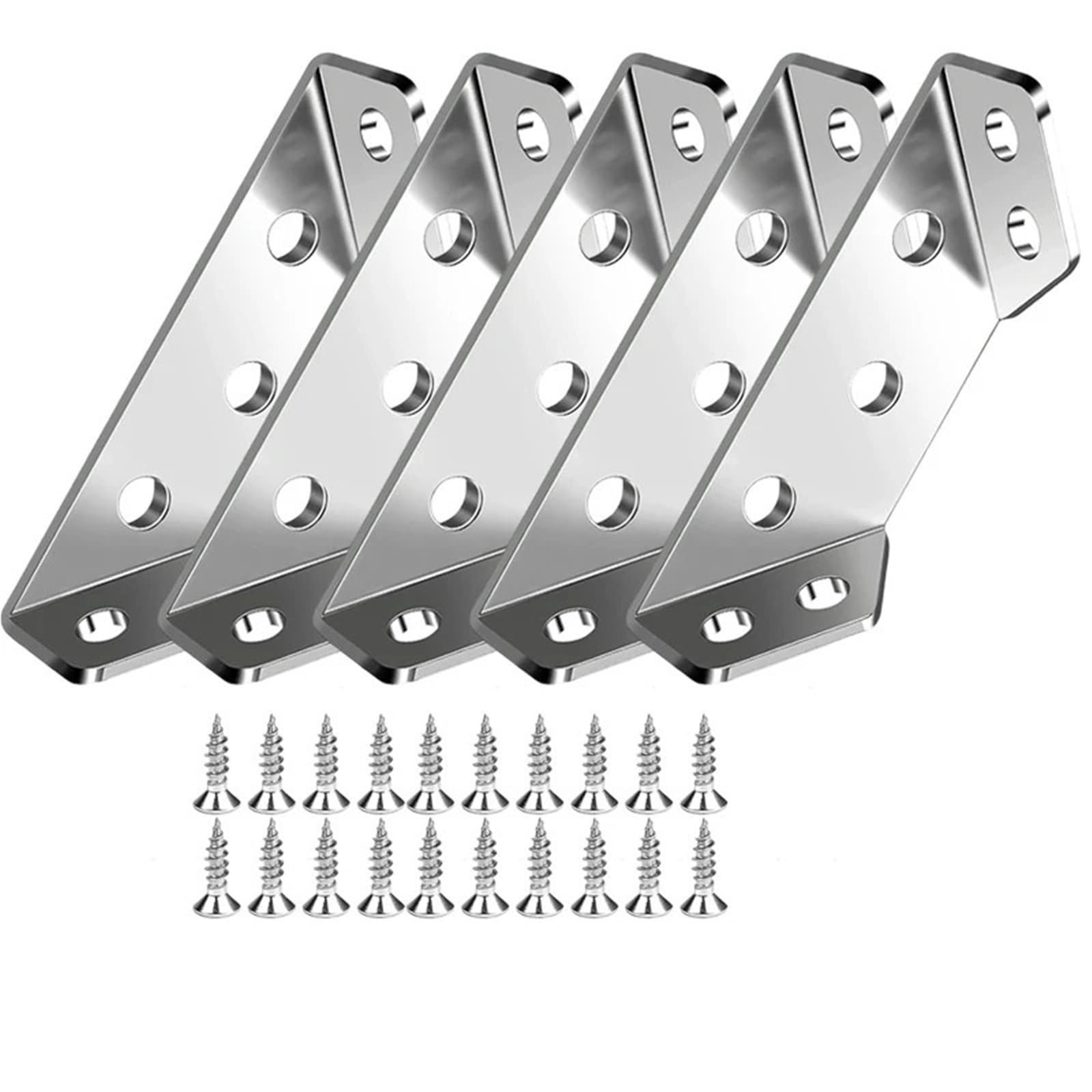 Corner Braces Brackets 3-40set Stainless Steel Angle Bracket with Screws for Cabinet and Shelf Frame Connection(25PCS(5Set))