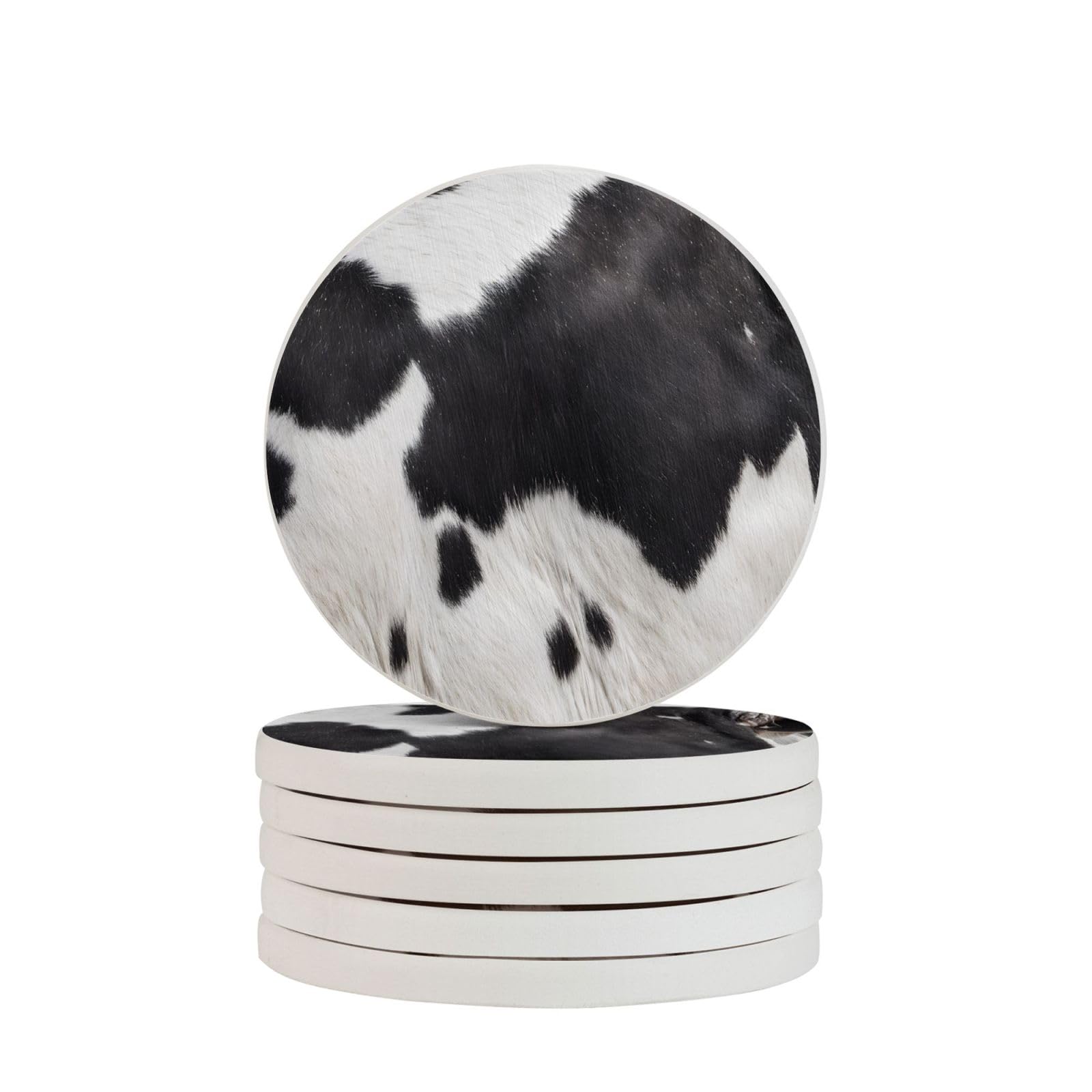 Dessous de verre personnalisés lot de 6 idée cadeau déco peau de vache marron pour bouteille
