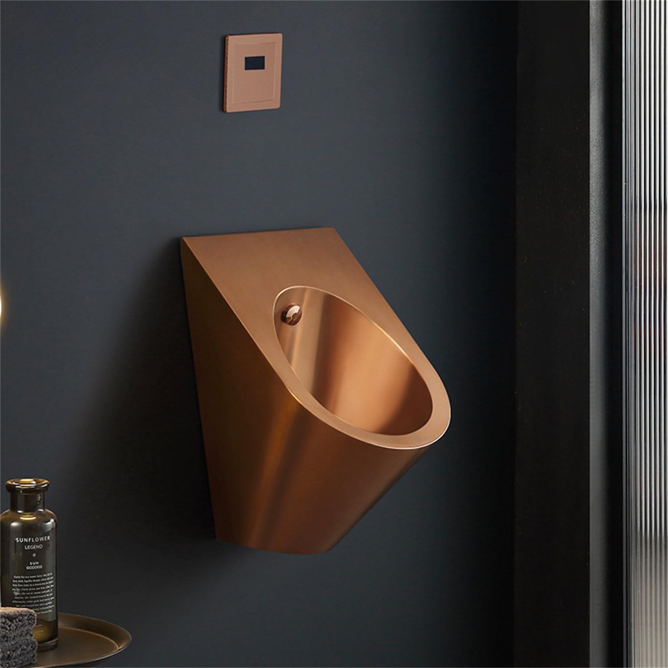 Wall Hung Urinal, Commercial Flushing Urinals, Men'S Public Toilet Stainless Steel Urinals, Household/Commercial Bathroom Urinal Anti-Overflow Urinal,Gold-Urinalplus,Rosegold-Urinalplussensor