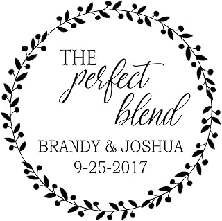 Save The Date Couple Self-Inking Stamp - Custom Save The Date The Perfect Blend Couple with Wreath Design - Self-Inking Wedding Stamps