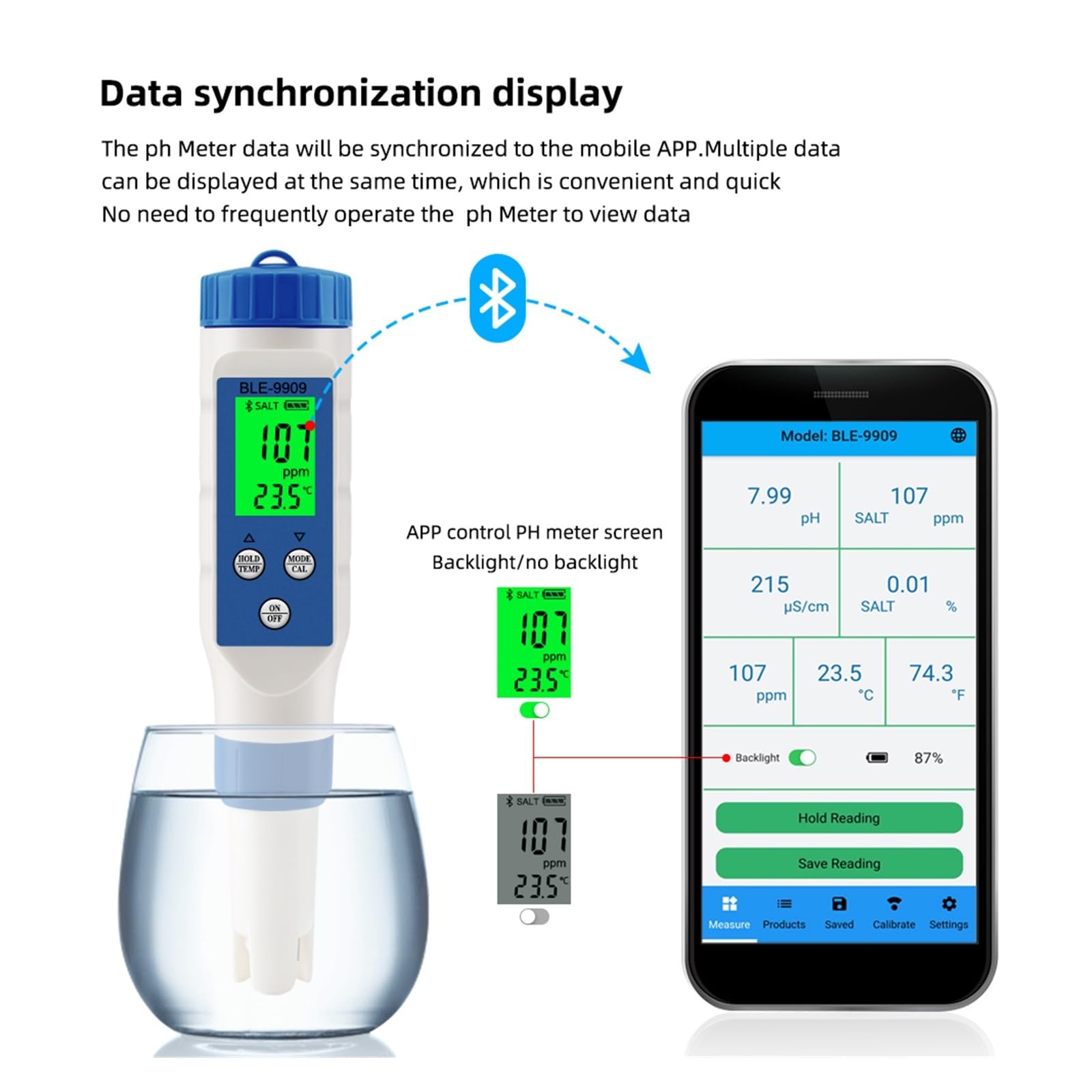 Tester della qualità dell'acqua Digital Smart Misuratore di salinità acqua di mare Monitor del tester del sale for acquari Piscina Acquario di pesci Acquacoltura 0.1-200ppt per acqua potabile, acquari