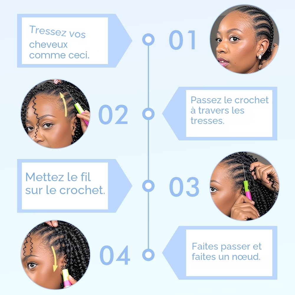 Renyarch Feather Crochet Human Hair Bundles 14 Pouces Deep Wave Meche 125g 100 Pcs Noir Naturel Wet and Wavy Invisible Crochet Bouclé Naturel Cheveux Humain Curly