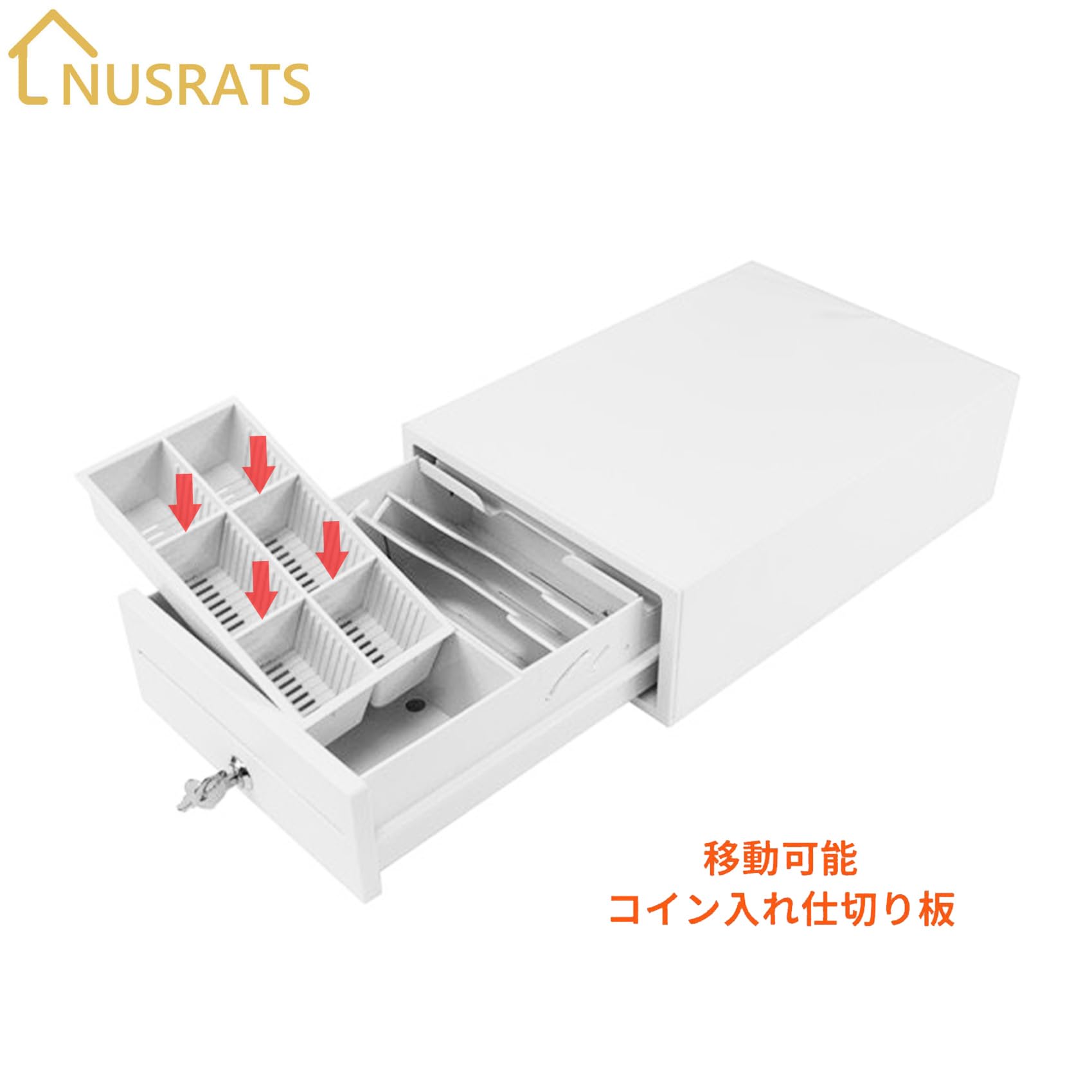 NUSRATS キャッシュドロア 自動＆手動兼用 小型 キャッシュドロアー Amazon | NUSRATS 手動式 キャッシュドロア 小型 紙幣3種・硬貨6