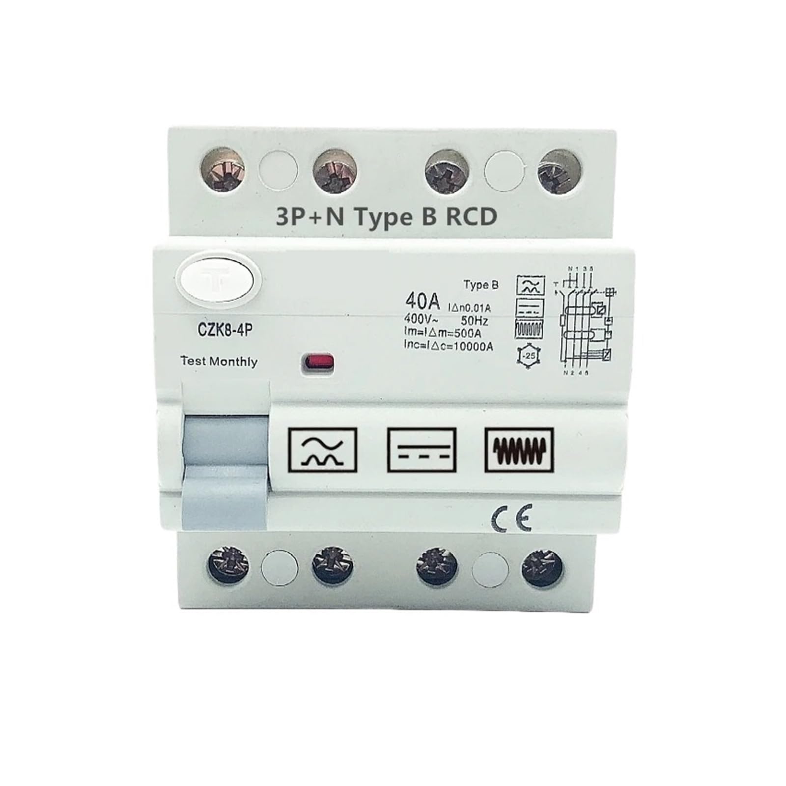 Disjoncteur miniature RCCB Type B 4P 16A résout les pannes et protège l'onduleur solaire