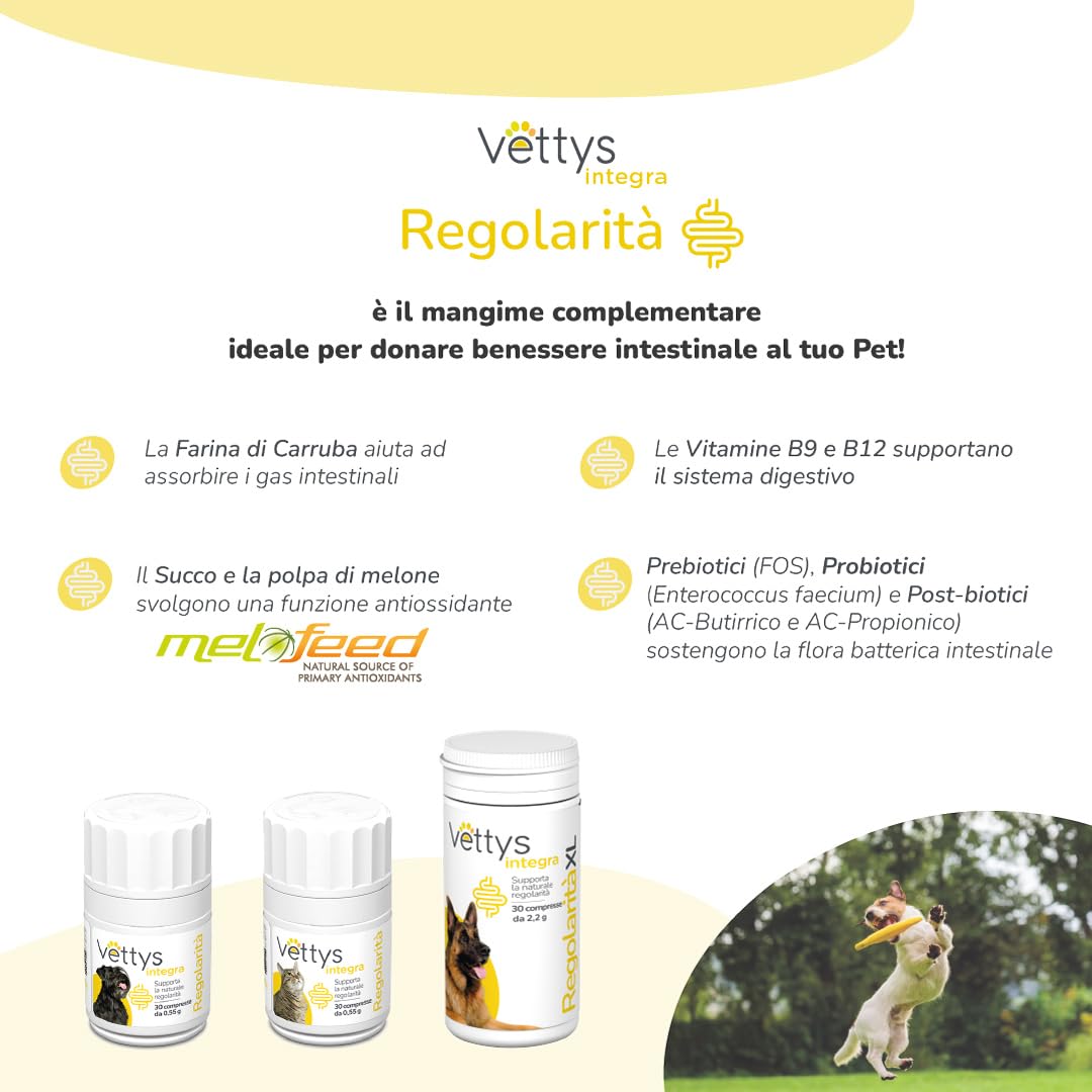 Vettys Integra Regolarità Gatto - Integratore per la Flora Intestinale - 30 Compresse Masticabili