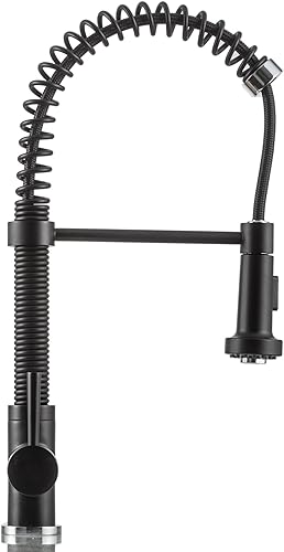 Strictly Sinks - Grifo de cocina con rociador extraíble, diseño contemporáneo, grifo de resorte de arco alto, grifo de resorte de cocina de doble