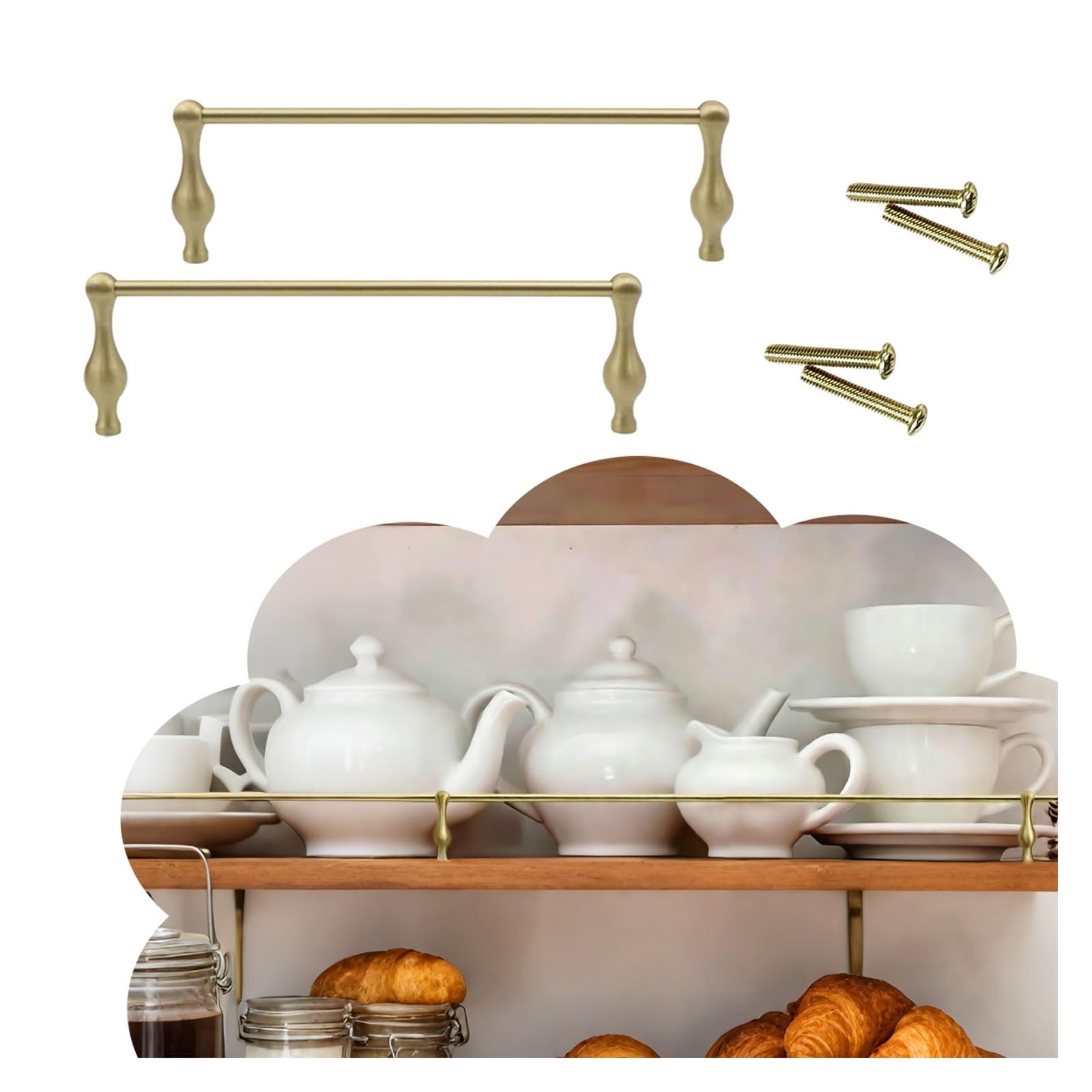 1/2/3 Pcs Pantry Shelf Brass Guard Rail, Kitchen Storage Cabinet Guardrail Bar, Anti-Fall Fence Set Enclosure Shoe Rack/Bookcase/Closet(2pcs,15in/38cm)