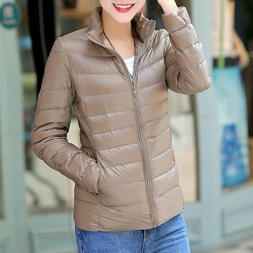 Miniatura 2 de Chaqueta acolchada para mujer, cálida y ligera, ligera, ajustada, con cremallera, abrigos cortos de plumón de pato