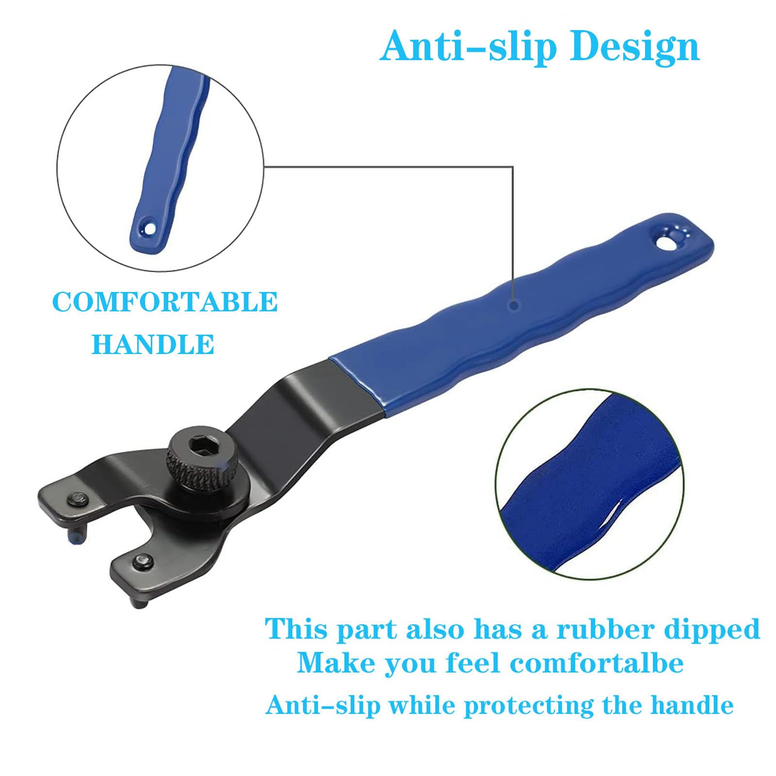 Chiave a brugola per smerigliatrice angolare, manico in plastica regolabile a 2 pin, smerigliatrice angolare regolabile, 10-40 mm, adatta per la maggior parte delle smerigliatrici angolari,