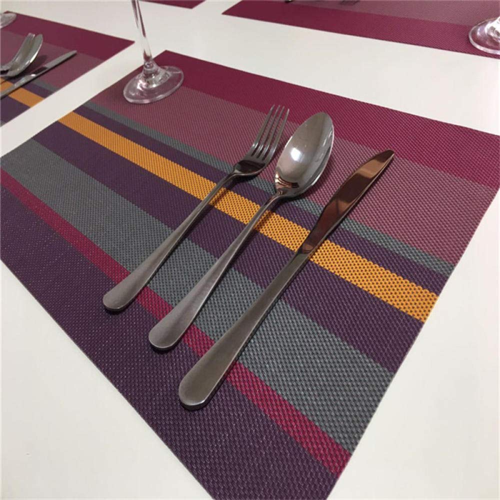 Hitzebeständiges Tischset im Western-Stil mit rosa Streifen | Isolierte Tischmatte als ESS- und Küchendekor,Hitzebeständige Tischsets(Purple Stripes (4 Pieces))