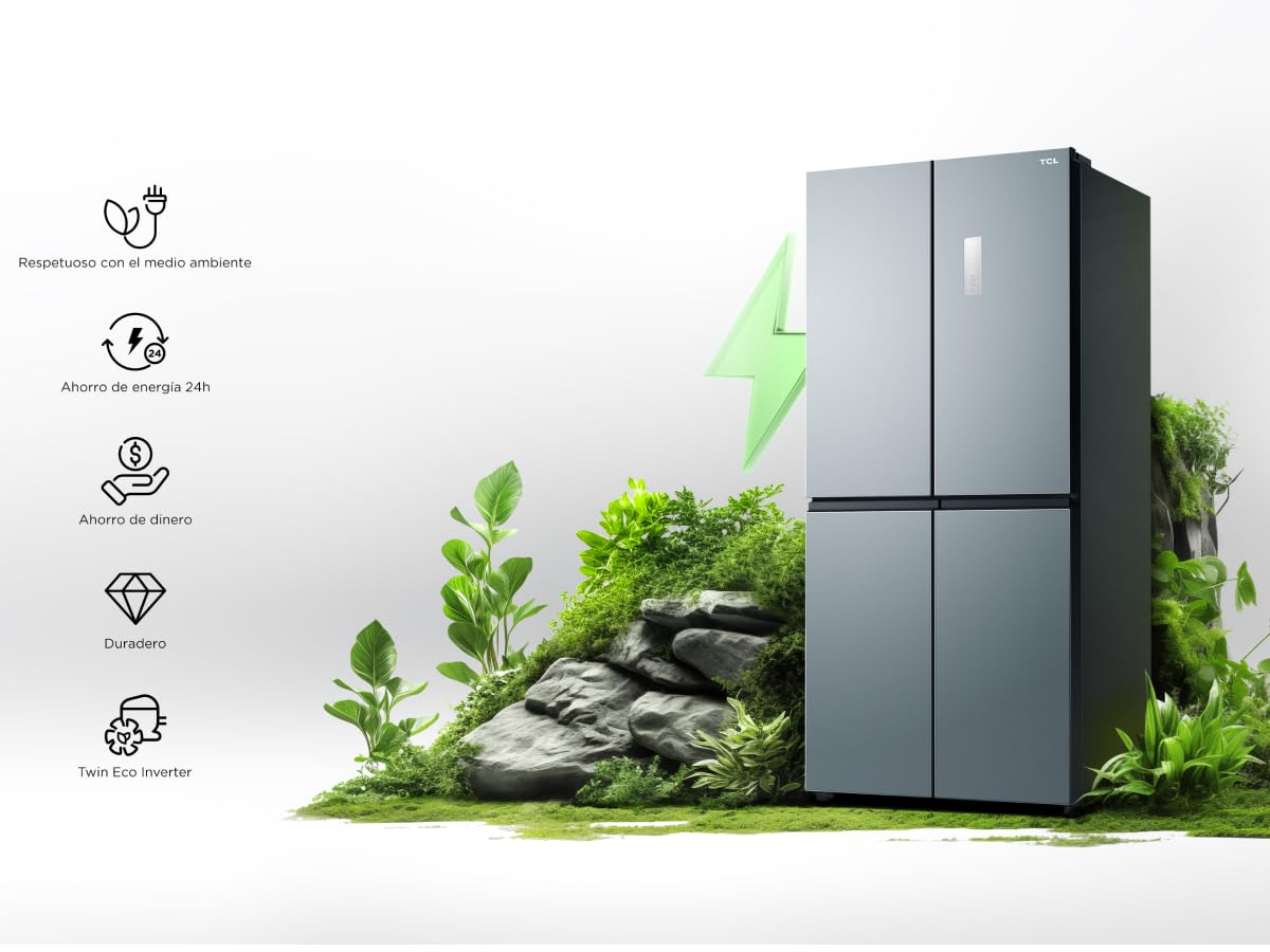 TCL RC521CXE0 Frigorífico Serie Free Built-in, 521 L, [Clase de eficiencia energética E], XL Gran Capacidad, T-Fresh, Aire Puro, Zona Convertible