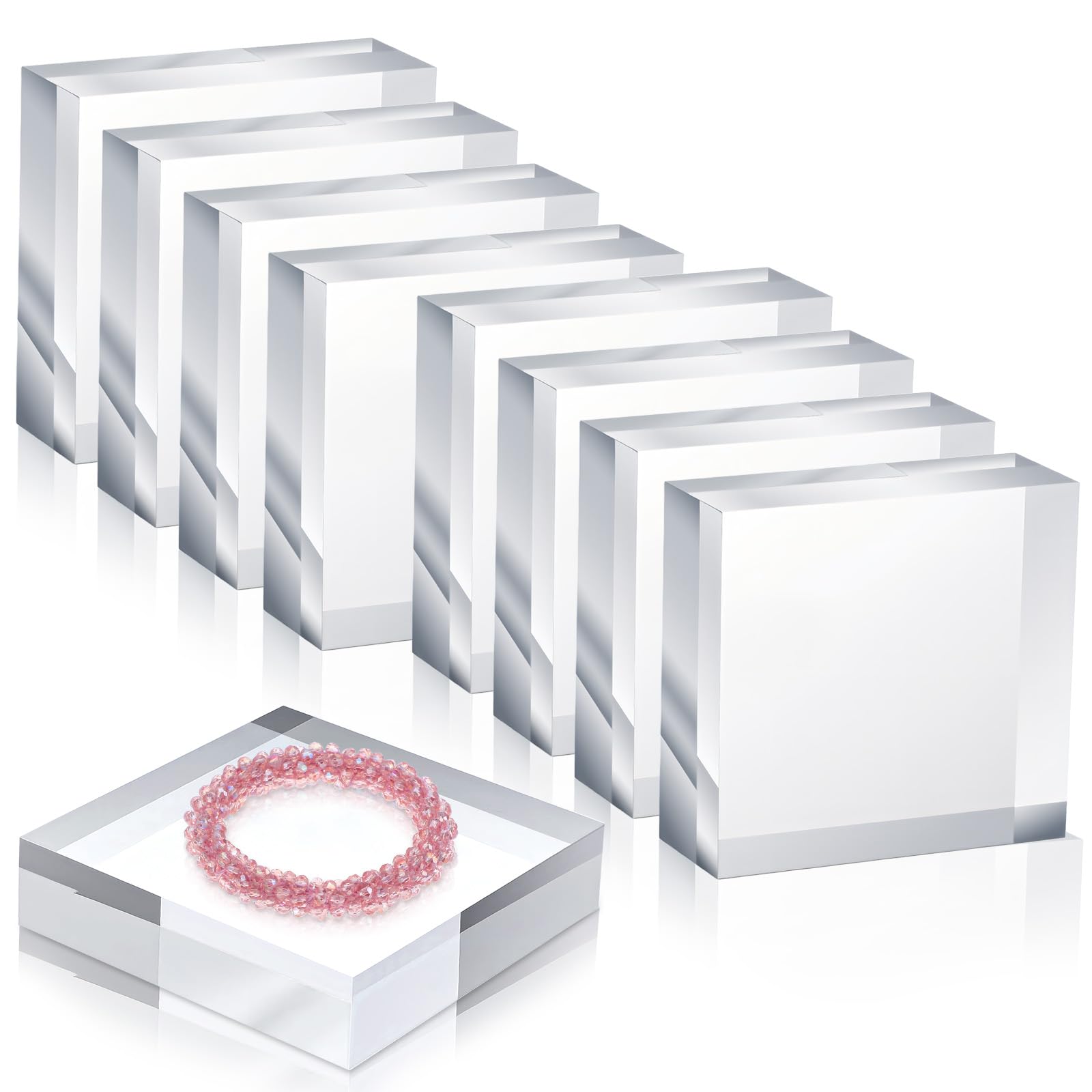 Blocs en acrylique transparent lot de 6 cubes rehausseurs pour vitrine de bijoux
