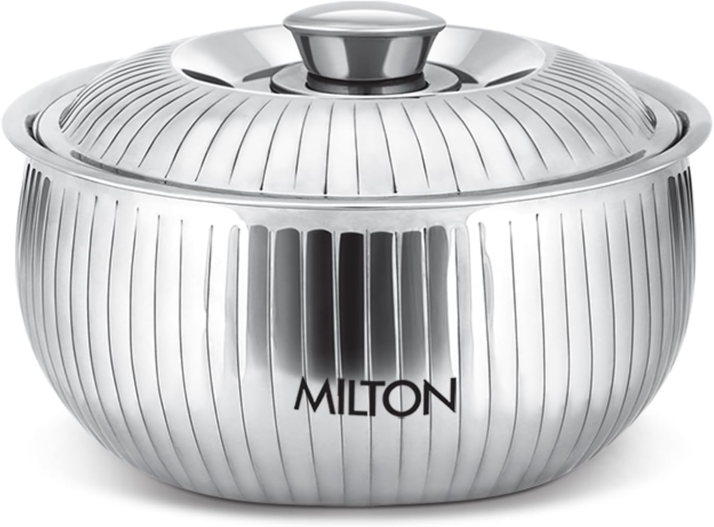 MILTON Tulip 1500 Stainless Steel Casserole | Double-Walled Insulated Hot & Cold Food Server | Easy-to-Carry Hot Box for Kitchen | Chapati & Roti Storage | Serving Casserole with Lid | 1435ml, Silver
