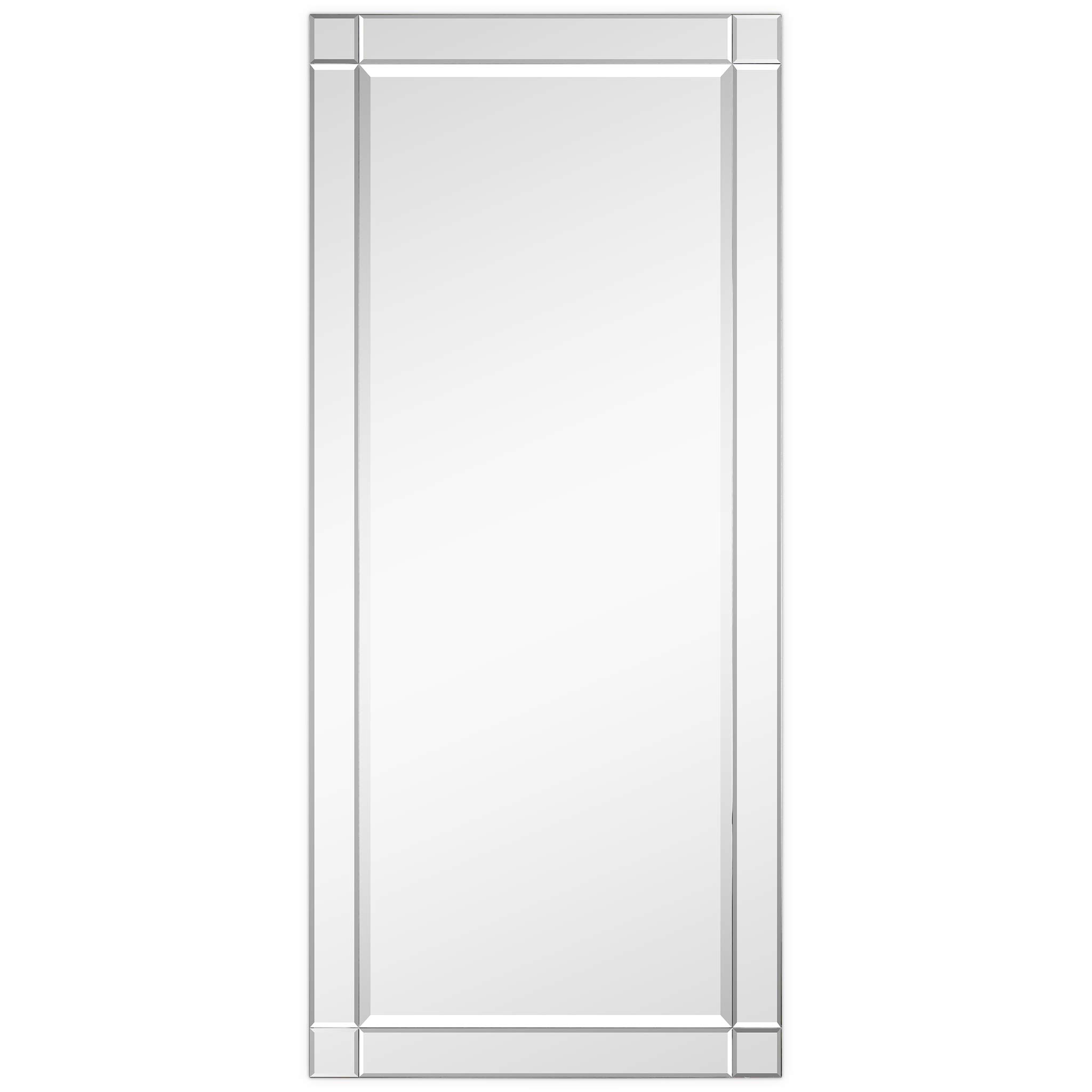 Empire Art Direct Modern Squared Corner Rectangle Wall Mirror for Vanity & Bathroom Solid Wood Frame, 1"-Beveled Center, Ready to Hang, 24" x 54", Clear