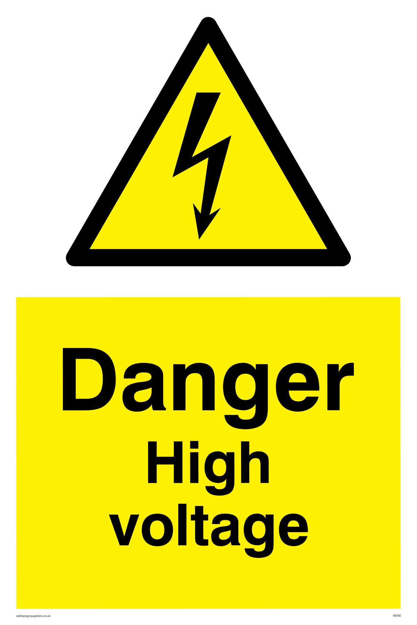 Viking Signs WE90-A4P-1M "Danger High Voltage" Sign, 1 mm Semi-Rigid Plastic, 300 mm H x 200 mm W