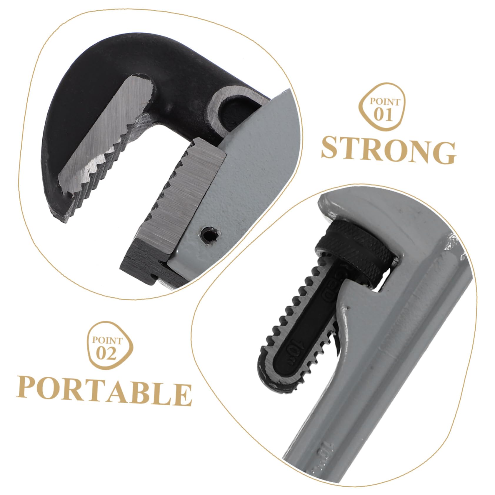 Llave de Plomero de 10 Pulgadas, Llave para Tuberías de Aleación de Aluminio y Acero Cromo-vanadio, Uso en Instalación y Mantenimiento