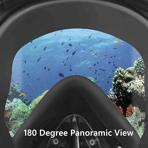 Miniatura 8 de Máscara de esnórquel de cara completa para adultos con sistema de tapa seca, soporte de cámara desmontable, máscara de buceo panorámica antivaho 180