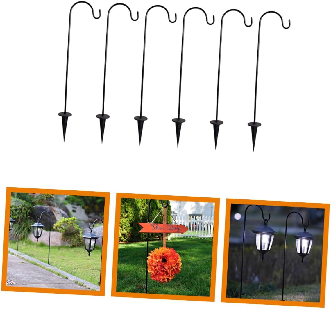 Mipcase 6Pcs Garden Stake Hooks Durable Shepherd Hooks for Hanging Solar Lights Bird Feeders Lanterns Outdoor Decor for Lawn Garden Courtyard
