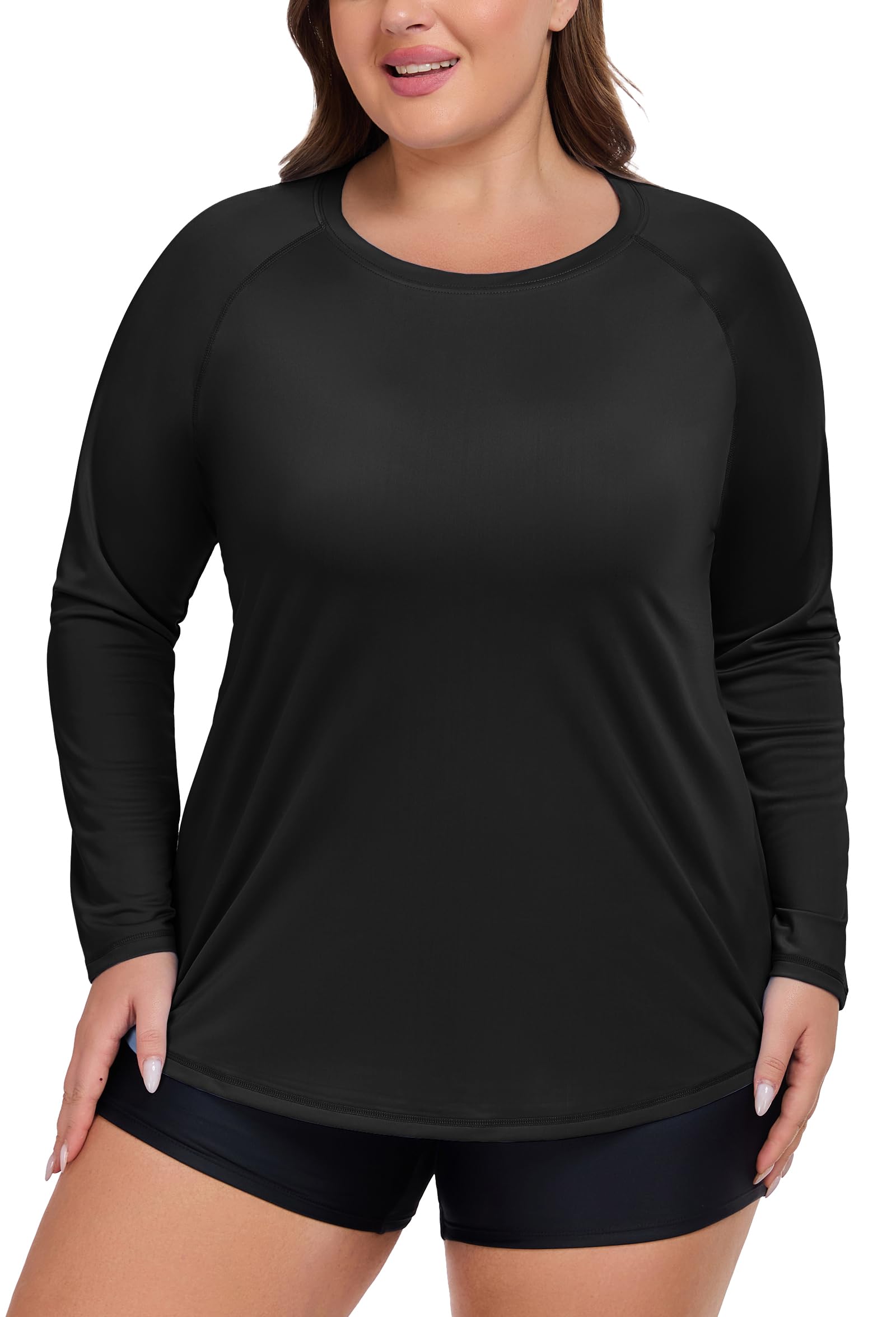 forhailey Women's Plus Size Swim Shirt Long Sleeve Rash Guard UV Protection Sun Shirts UPF 50+ Quick Dry Hiking Fishing Tops-picture-19