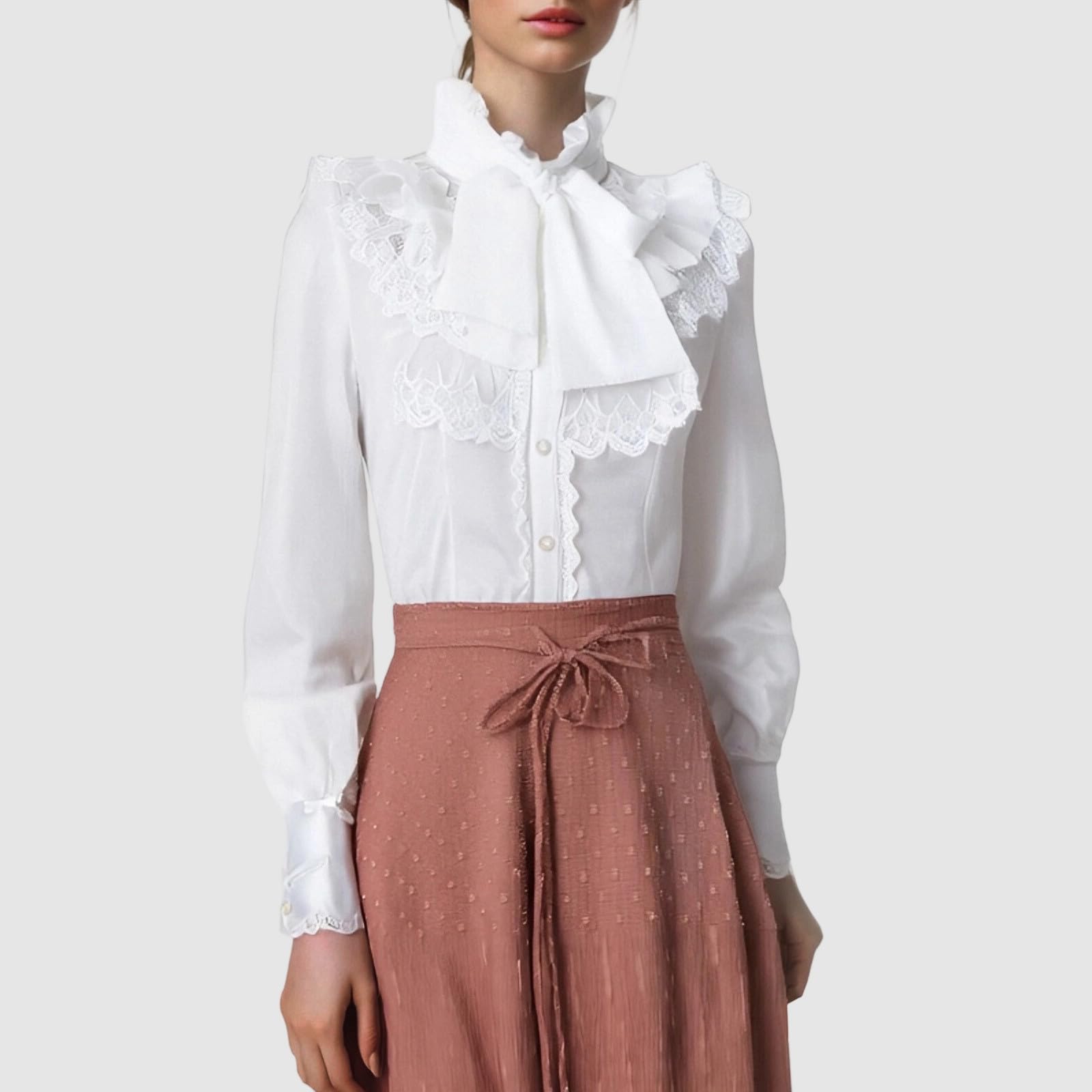 2026 damska bluzka cosplay, gotycka, koronkowa, z falbankami, styl codzienny, swobodny, wszechstronność, na pory roku
