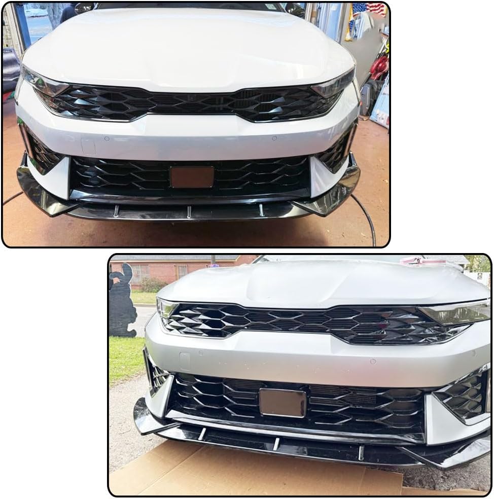 Gloss Black Front Bumper Lip Splitters Compatible with Kia K5 2020-2024 & 2025 Kia K5 GT/GT Line ABS Front Lip Lower Chin Spoiler Splitter Air Dam 3pcs/Set