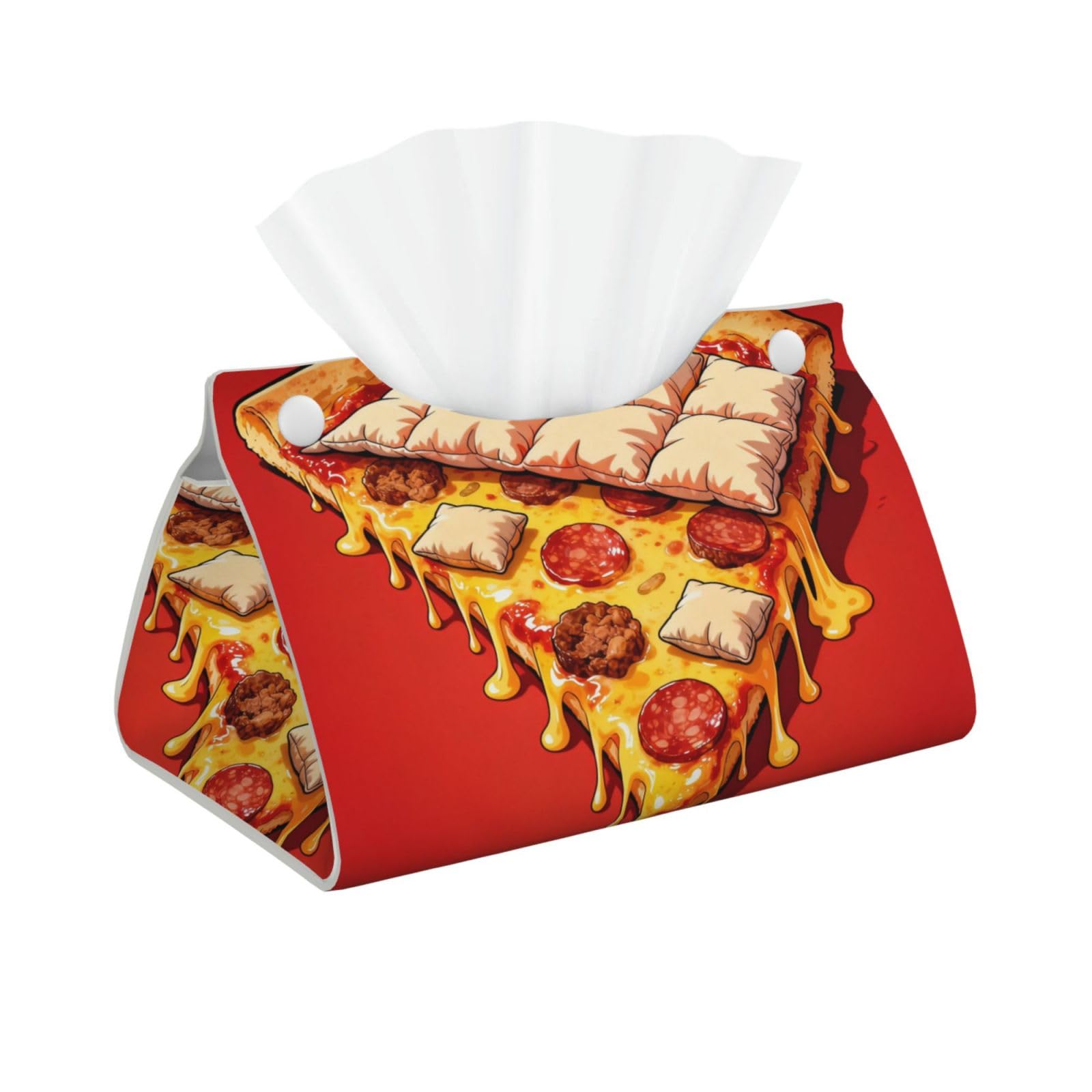 Pizza blanket Long Leather Tissue Box Cover-Waterproof PU Leather Tissue Holder for Bathroom, Decorative Rectangular Tissue Case