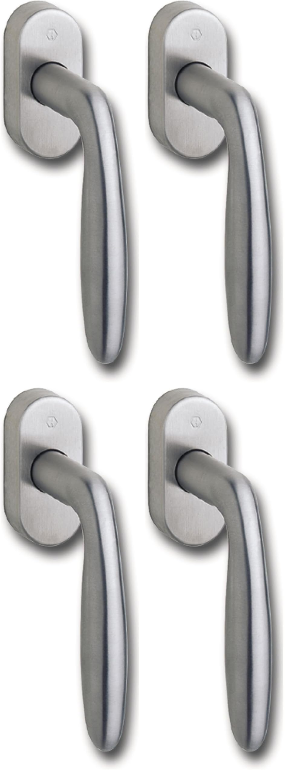 HOPPE maniglia per finestra Verona, quadrato 7 x 32 mm, effetto acciaio inox, 8102154 (Confezione da 4)