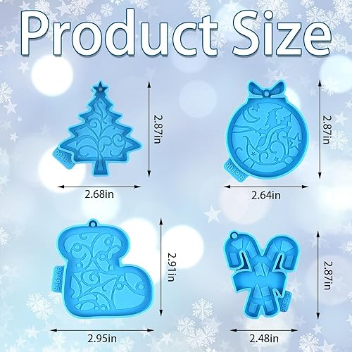 Miniatura 2 de ALIBBON 4 moldes de resina de silicona de Navidad, adorno de Navidad, campana de árbol de Navidad, calcetines de Navidad, moldes de llavero de