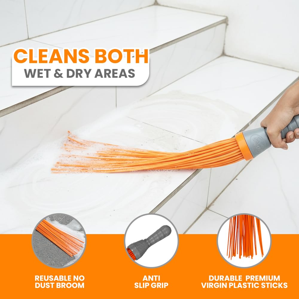 Chakaachak Kharata Broom with 60 Plastic Sticks | Heavy Duty Floor Cleaning Broom for Home, Outdoor & Indoor Use | Long Handle, Durable, Lightweight, Easy Grip 2