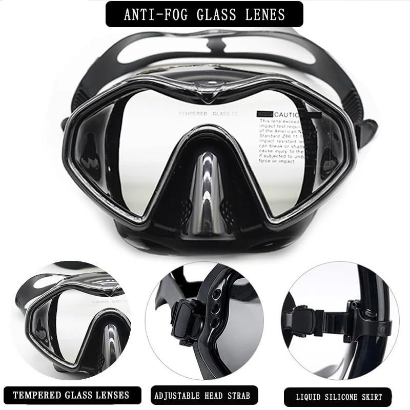 Máscara de Snorkel Buceo Kit de Snorkel de Silicona Impermeable y antivaho para Adultos con Espejo de Superficie de Buceo de Gran tamaño