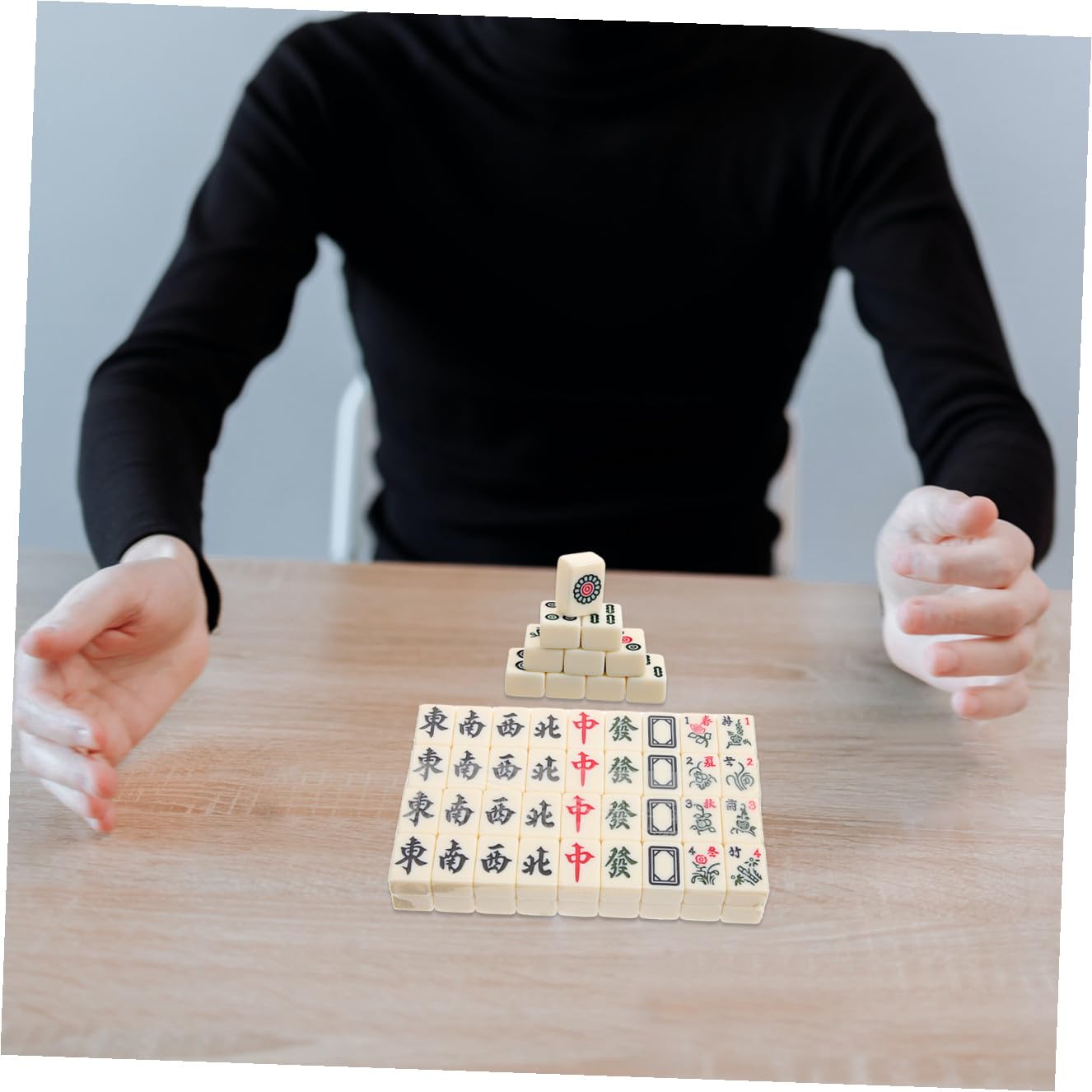 HEMOTON Mahjong Cinese Set Da Gioco Portatile in Mini Stile Accessorio Per Gioco Da Tavolo Giocattoli Per Mahjong Custodia