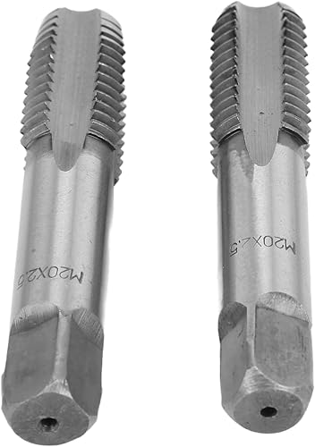 Miniatura 9 de Yctze 2 piezas de roscas métricas de acero de alta velocidad, herramienta de roscado de rosca recta, rosca de mano, grifos métricos (M20x2.5)