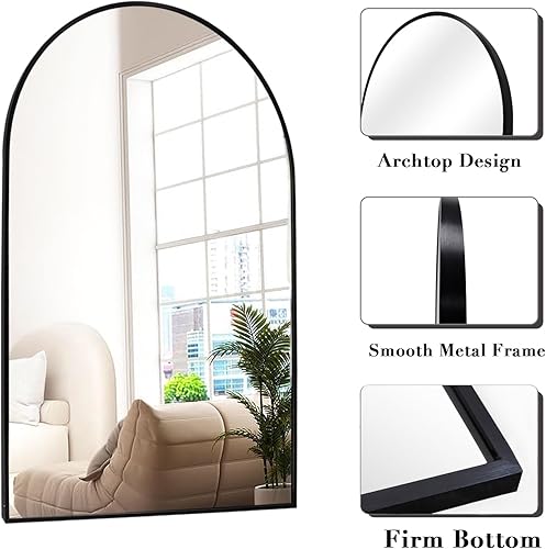 Miniatura 6 de Espejo arqueado de 30 x 40 pulgadas, espejo de baño negro, espejo de pared grande de 30 x 40 pulgadas, espejo de tocador de metal para pared, espejo