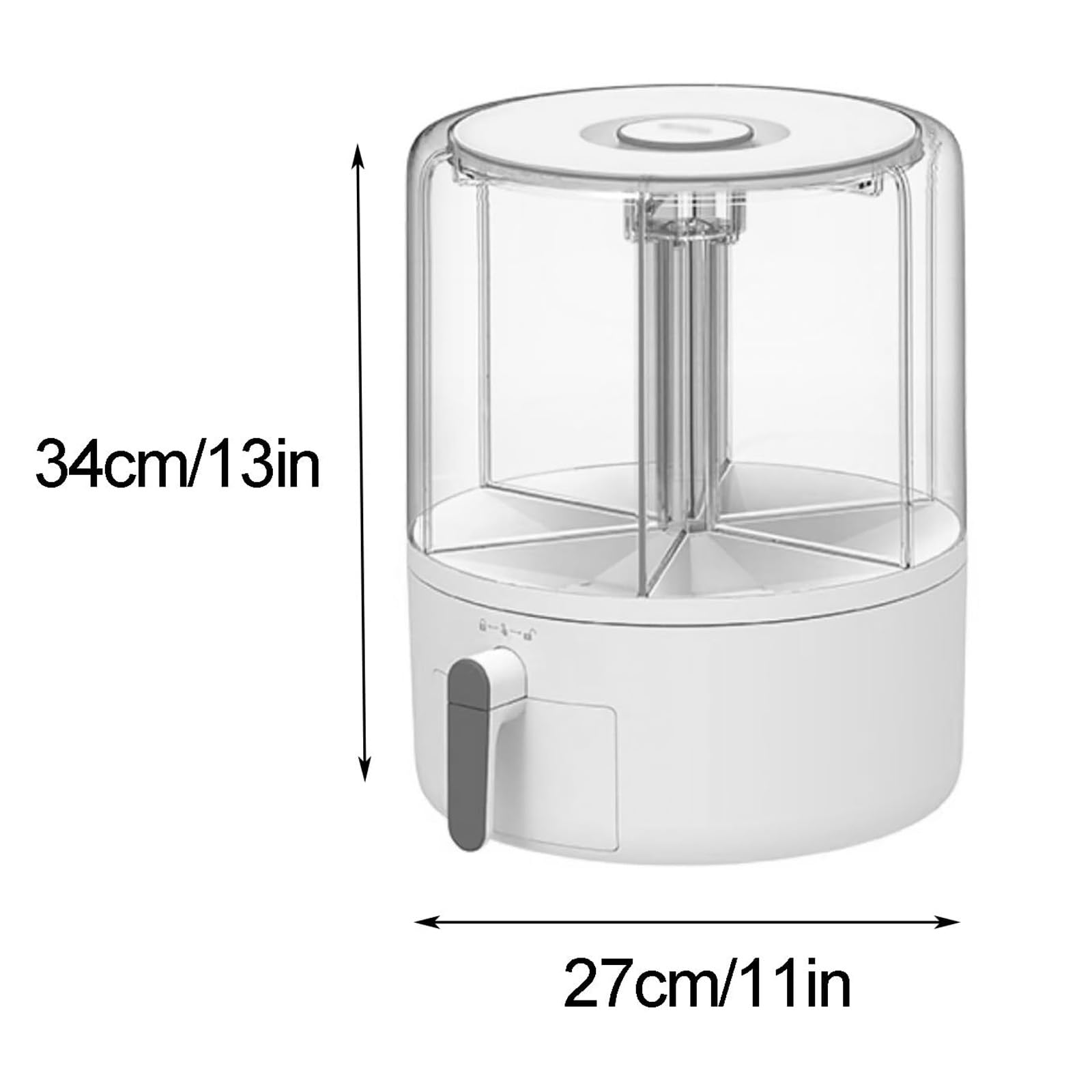 Dispensador de cereales de 6 rejillas, recipiente giratorio hermético para almacenamiento de alimentos para granos pequeños, frijoles, arroz, almacenamiento de alimentos secos de 7.2 L con tapas