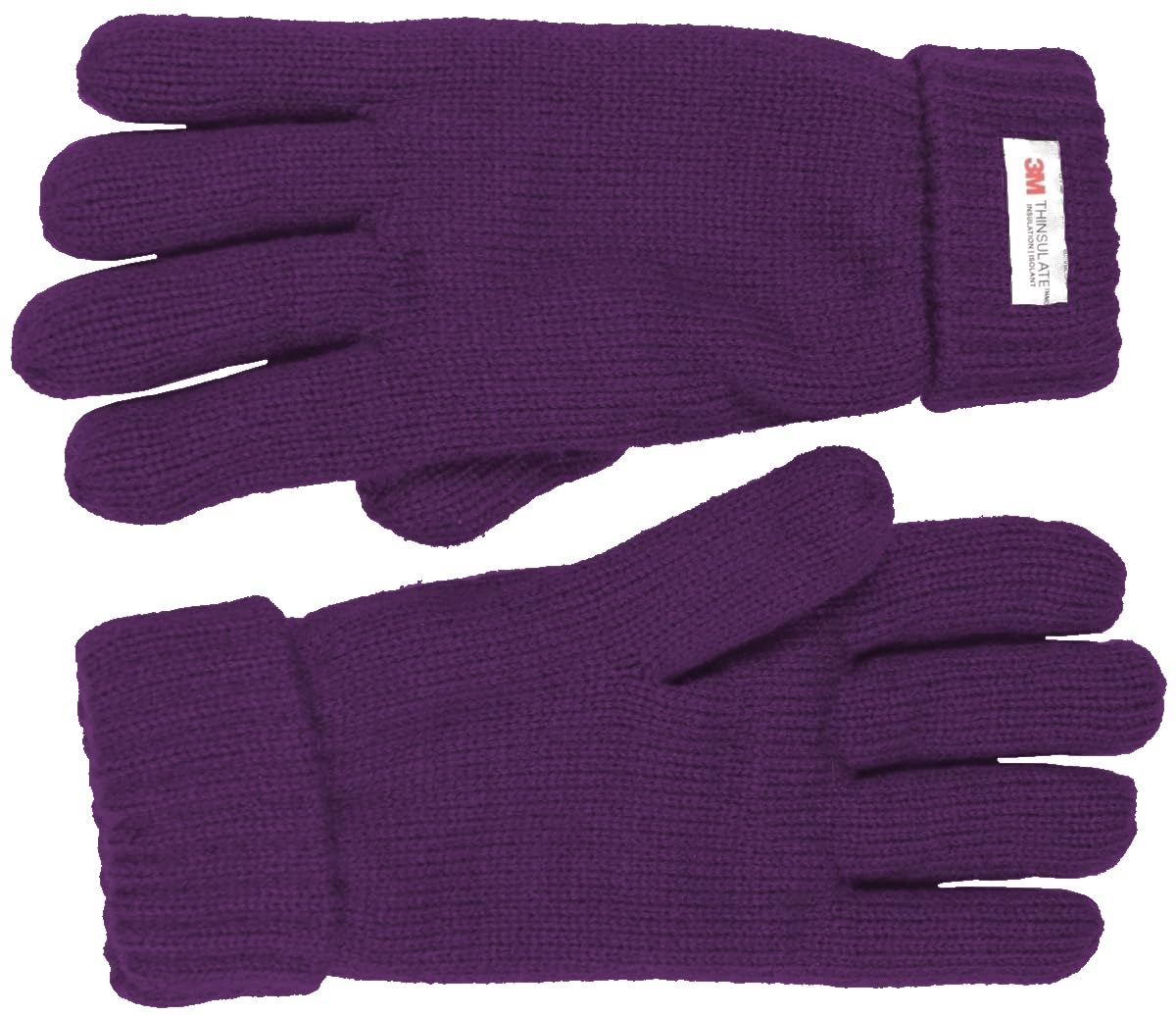 SSP Hats Ladies Knitted Gloves with Authentic Thinsulate™ Lining - Plum, One Size