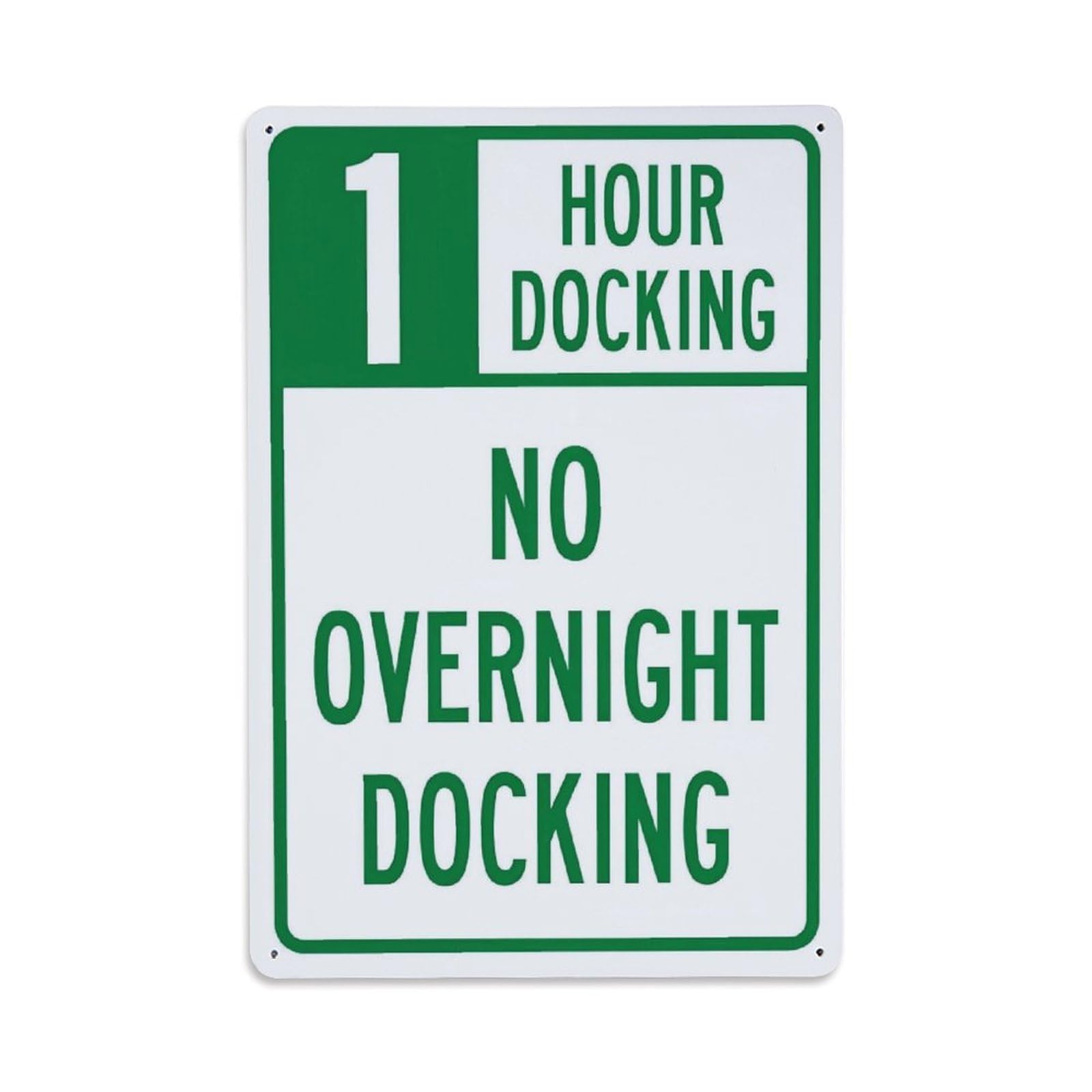 1 Hour Docking No Overnight Docking Green Yard Warning Wall Decor Sign Vintage Aluminium Metal Sign, Retro Wall Decor for Home, Bar, Garage & Farmhouse 30x20cm