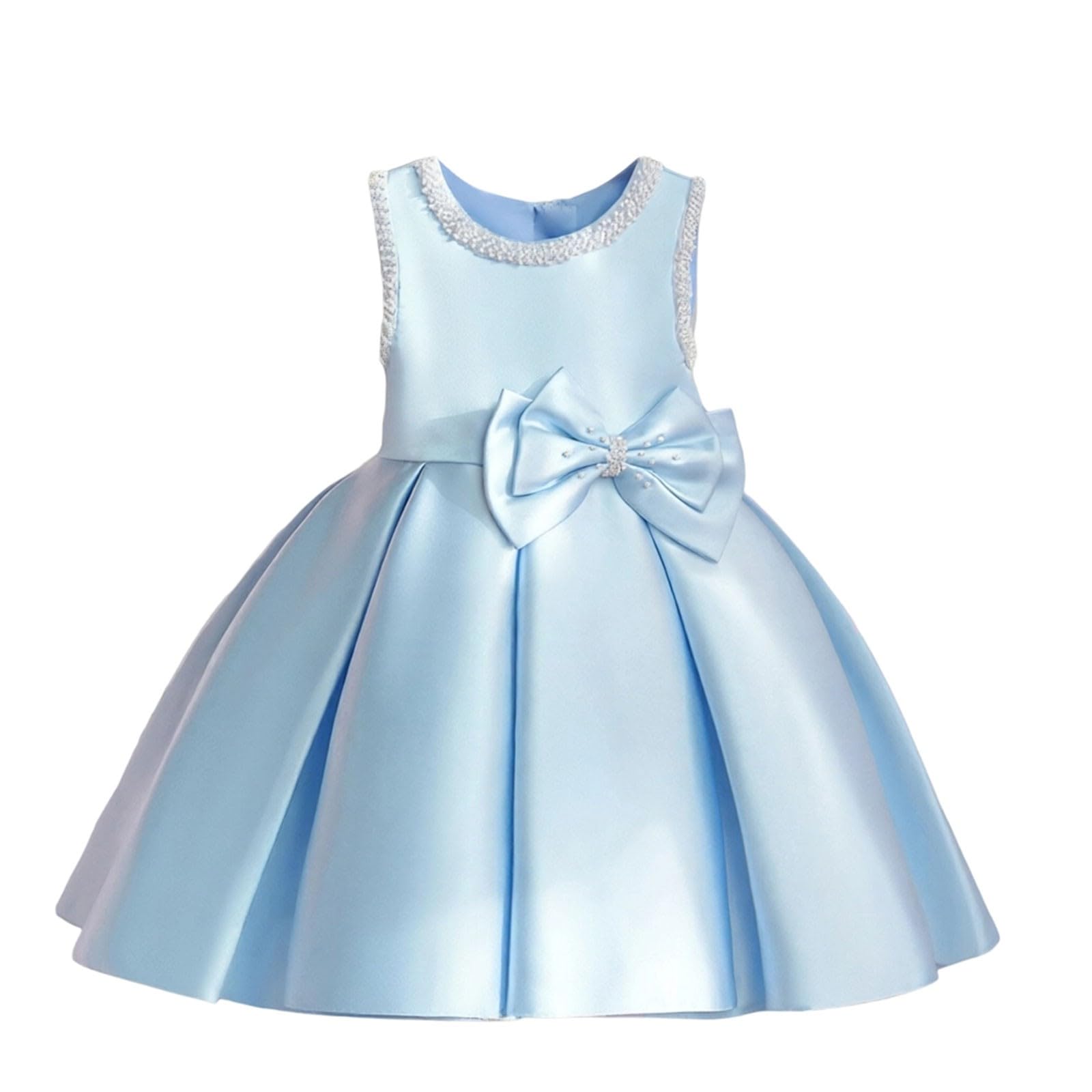 Elegantes weißes ärmelloses Kleid für Mädchen, Partykleid, Hochzeitskleid, Geburtstagskleid, Aufführungskleid, Festkleid, weich, pflegeleicht, Verschiedene Größen