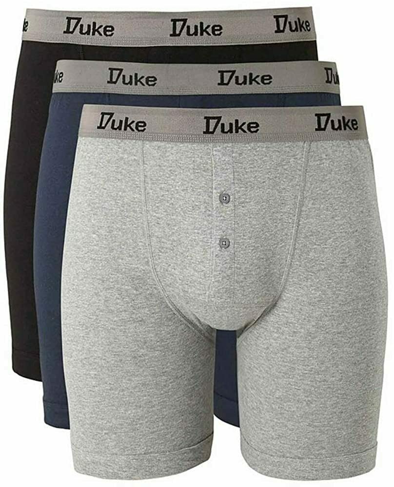 D555 Men's Big & Tall Boxer Shorts Underwear Multipack Button Fly Cotton Underpants Set Black-Grey-Navy XXL