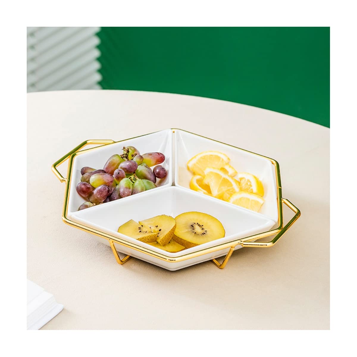 Naczynia do serwowania przekąsek Domowy talerz ceramiczny w kształcie rombu z trzema siatkami i półką Talerz na przekąski na owoce Nowoczesna restauracja Przekąska Cukierki Talerz na suszone owoce N
