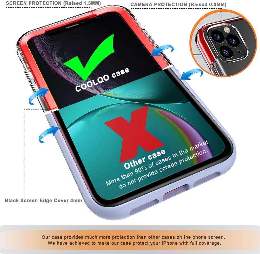COOLQO Compatible for iPhone 11 Pro Max Case, with [2 x Tempered Glass Screen Protector] Clear 360 Full Body Coverage Hard PC+Silicone 3in1 Heavy Duty Shockproof Defender Phone Protective Cover Red