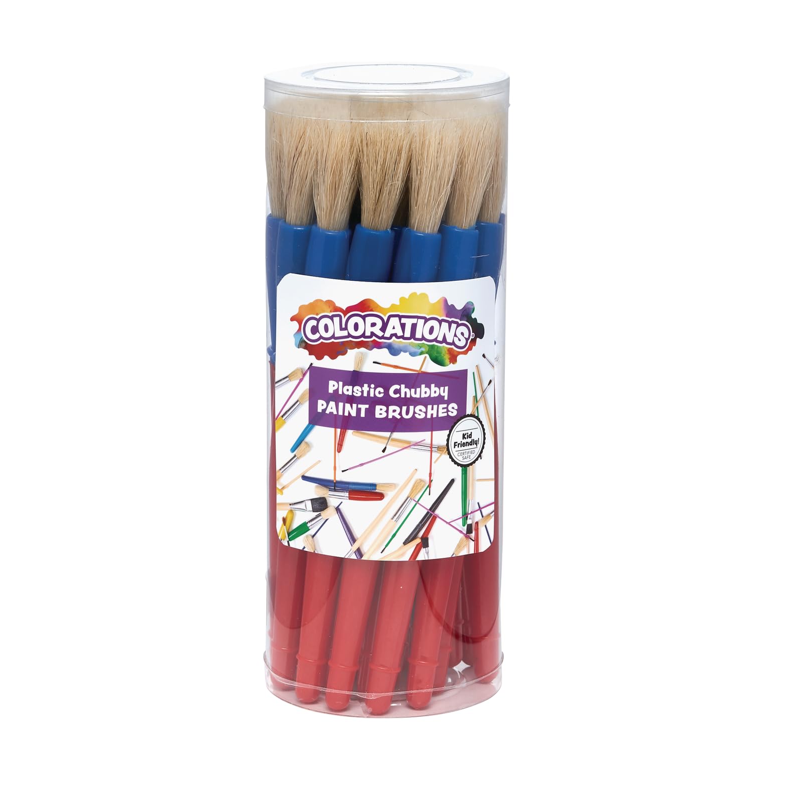 Colorations(r) Best Value Plastic Handle Brushes - Set of 24 - Crafts for Kids, Painting for Kids, Bulk Paintbrushes, Paintbrush Value Pack, Brush Set