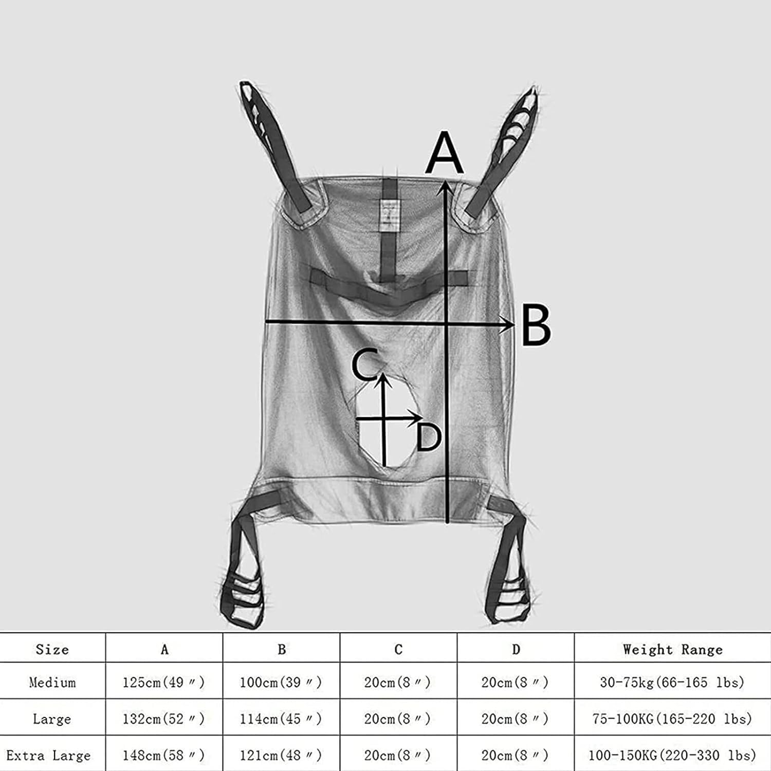 Correa de Transferencia para Elevador de Pacientes, cinturón de Transferencia para Levantamiento de Cuerpo Completo, para Personas Mayores bariátricas y discapacitadas,M